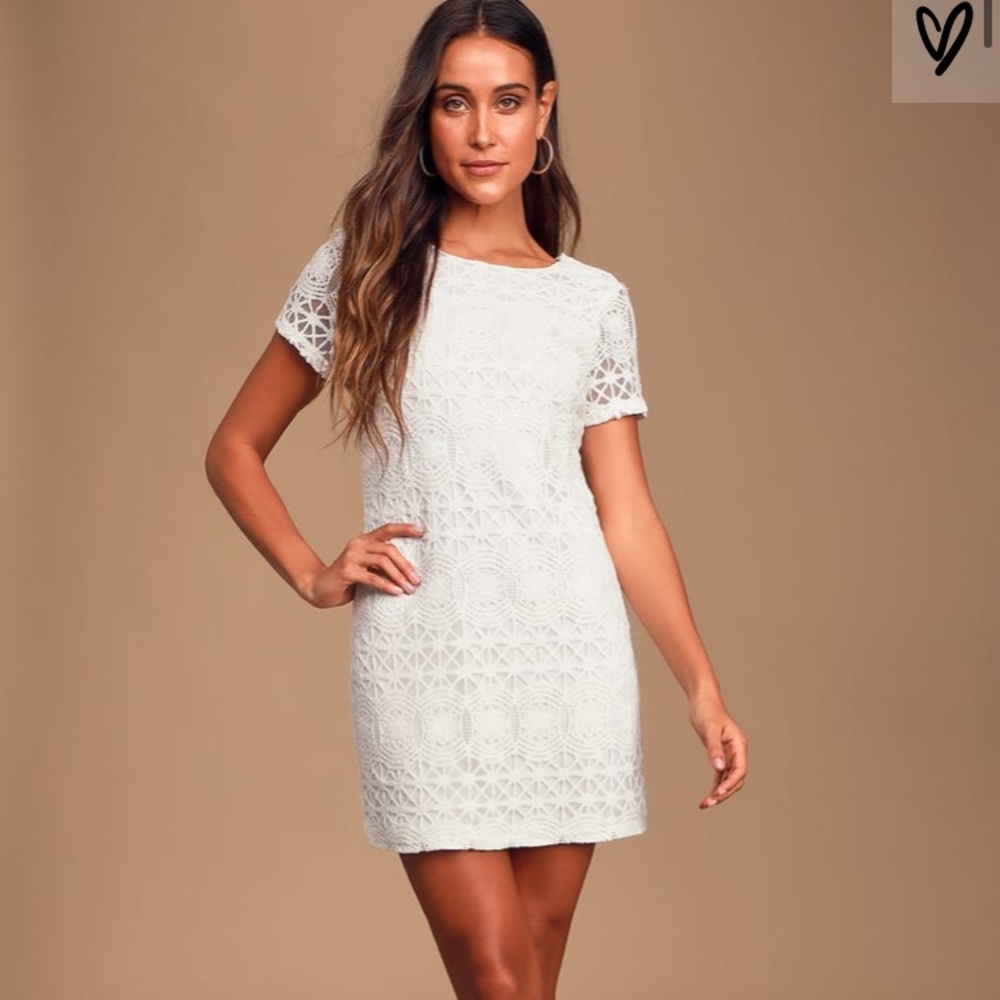 Lulus White Lace Shift Dress
